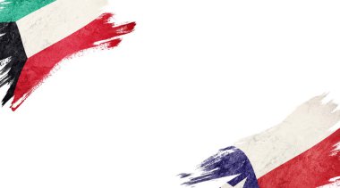 Beyaz Arkaplanda Kuveyt ve Şili Bayrakları